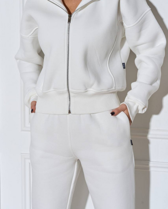 0705 спортивний костюм на флісі кофта на блискавці з капюшоном зі штанами на резинці